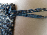 GORGEOUS 1920s Art Deco FRENCH Metal Beaded Purse Bag Lovely Micro Beads Shimmering Gold Silver Flapper Era Collectible Antique Purses