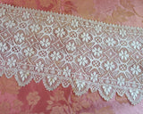 BEAUTIFUL Antique Fine Lace Panel Flounce,Intricate Pattern For Bridal Dress,Dolls,Dress Repair,Heirloom Sewing Antique Textiles
