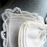 ANTIQUE French Cotton and Lace BOW Applique or clip on,Art Deco,For French Dolls,Hats,Girls Bridal Clothing,Collectible Lace