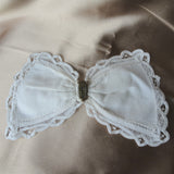 ANTIQUE French Cotton and Lace BOW Applique or clip on,Art Deco,For French Dolls,Hats,Girls Bridal Clothing,Collectible Lace
