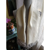 ART DECO 1920s Mens Fringed Scarf, Gentlemens Theatre Opera Evening Scarf, Cream Color Scarf, Gift For Him, Collectible Scarves
