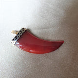 LOVELY Vintage Carved Carnelian Claw and Silver Pendant, Beautiful Vintage Pendant Necklace, Collectible Vintage Jewelry