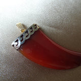LOVELY Vintage Carved Carnelian Claw and Silver Pendant, Beautiful Vintage Pendant Necklace, Collectible Vintage Jewelry
