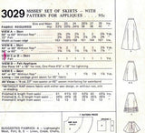 70s RETRO Set of Circular Skirts and Appliques Pattern McCALLS 3029 Disco Mini to Maxi Length Waist 25.5 Vintage Sewing Pattern UNCUT