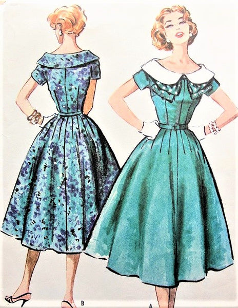 1950s LOVELY Cocktail Dress Evening Gown Pattern VOGUE 8991 Dreamy Full  Dancing Skirt Optional Back Panel Easy To Make Vintage Sewing Pattern