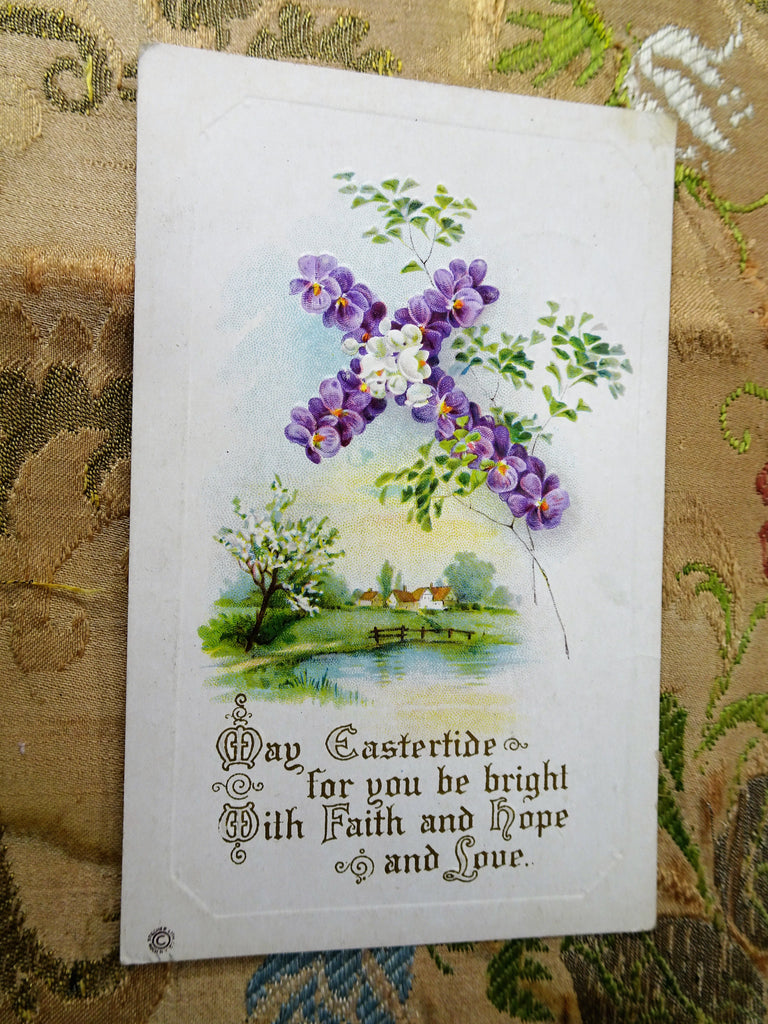 1920s CHARMING Easter Postcard, Embossed Postcard,Vintage Greeting Card, Eastertide,Antique Postcards, Collectible Postcards