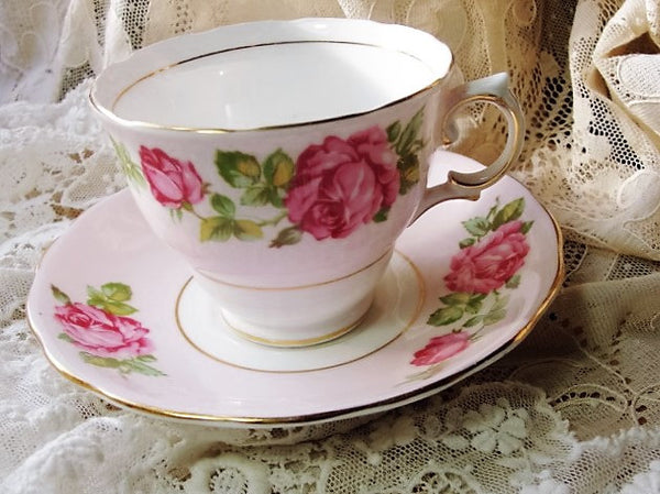 PRETTY Vintage English Colclough Tea Cup and Saucer PINK