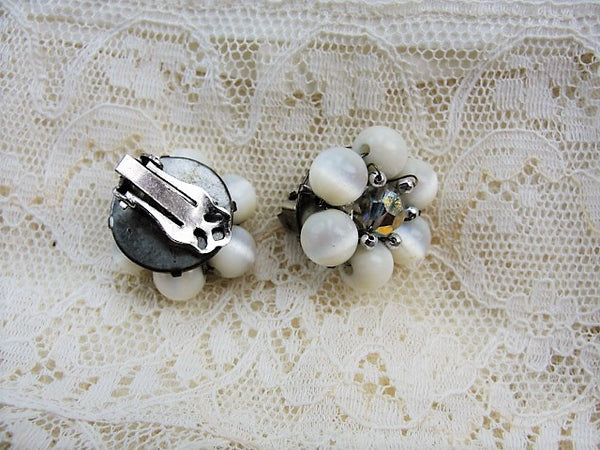 1950s VINTAGE Glowing Silvery White Moonglow Earrings In A Silver Tone – A  Vintage shop