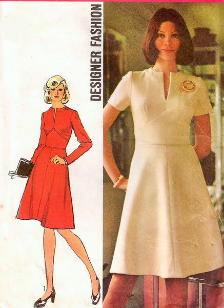 70s DESIGNER Midriff Dress Pattern SIMPLICITY 5789 Slit Neckline 