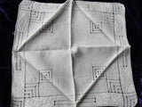 VINTAGE Wedding Handkerchief Art Deco Drawn Thread and Applique Beautiful Bridal Hankie Stunning Madeira  Linen Hand Rolled Edge Hanky
