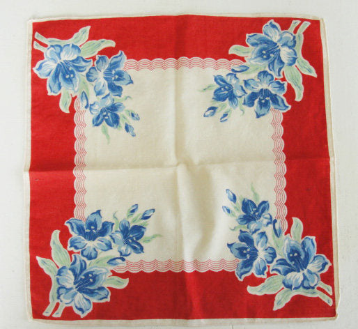 Vintage 1940 calender handkerchief hankie love couple Japan blue floral RARE 17 popular