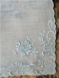 BEAUTIFUL Appenzell Baby Blue Embroidery Hankie Handkerchief Fine Embroidery Work Wedding Bridal Bridesmaid Special Hanky Something Blue