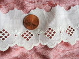 LOVELY Antique French White On White Embroidered Trim Scallop Edges Perfect For Dolls Christening Gowns Bonnets Bridal Weddings Lace Trim