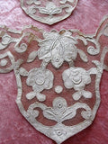 GORGEOUS 20s Antique French Netted Lace Cotton Appliques Circular Flounce Art Deco Roses Flowers Flapper Era Downton Abbey