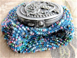 LOVELY Antique Purse,Art Nouveau Tam O' Shanter Metal n Beaded Coin Purse Repoussé Silver Plated Top, Grapes Vines,Chateau Decor,Collectible