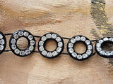 RARE Art Deco Flapper Trim,Black Celluloid n Rhinestones Trim,Paste Diamante Stones,Flapper Headband,Dolls,Vintage Embellishment Beaded Trim