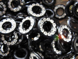 RARE Art Deco Flapper Trim,Black Celluloid n Rhinestones Trim,Paste Diamante Stones,Flapper Headband,Dolls,Vintage Embellishment Beaded Trim