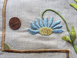 AMAZING Arts and Crafts Exceptional Hand Embroidery Work Silk Thread on Natural Linen Chair Back Doily Perfect For Mission Oak Arm Chair