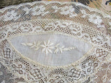 AMAZING Antique French Normandy Lace Pillow Sham Gorgeous Lace Hand White Work Embroidery, Large Lace Boudoir Pillow Case, Chateau Decor