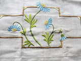AMAZING Arts and Crafts Exceptional Hand Embroidery Work Silk Thread on Natural Linen Chair Back Doily Perfect For Mission Oak Arm Chair