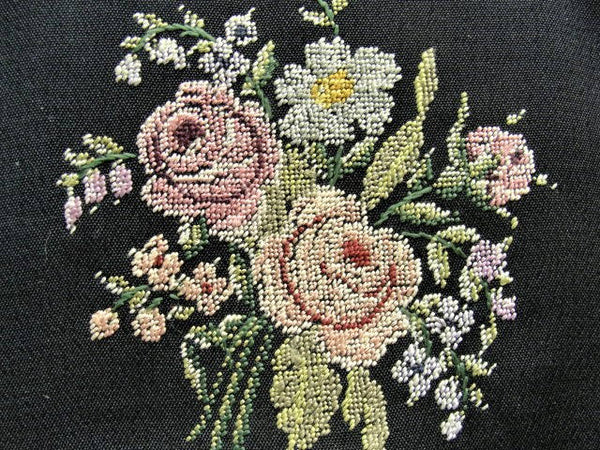 Unique Handmade crochet bag needlepoint cross stitch flowers, embroidery  roses