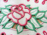 ANTIQUE French country Hand Embroidered Linen Doily Centerpiece Natural Heavy Linen Cheery Embroidery Work, Farm House Decor,French Linens