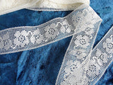 Antique 20s FRENCH DAINTY Floral Lace Trim Pattern Flapper Era Great for Boudoir Lamp Shades Dolls Baby Bridal Wedding Clothing