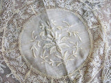 AMAZING Antique French Normandy Lace Pillow Sham Gorgeous Lace Hand White Work Embroidery, Large Lace Boudoir Pillow Case, Chateau Decor