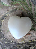 ANTIQUE Heart Pendant, Puffy Lustrous Pearl Like ,Intricate Raised Gold Metal Roses, Perfect Bridal Necklace,Collectible Vintage Jewelry