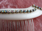 BEAUTIFUL 1950s Hair Comb Lovely AB Rhinestones on Pearl White, Evening Hair Comb, Bridal Wedding Hair Decoration,Decorative Hair Accessory
