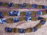 DECADENT Art Deco Trim, Flapper Era Trim, Iridescent Beaded Trim, Gold Beads, Purple Sequins, Netted Lace, Vintage Beaded Embellishments
