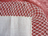 LOVELY Vintage Hankie, Handkerchief ,Dainty Knotted Lace,Linen hanky,Lace Trim Hankie,Something Old,Bridal Wedding Hankies,Collectible Hanky