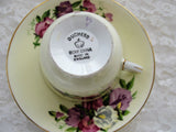 VINTAGE Duchess English Bone China Teacup and Saucer Sweet Peas Pattern,Pretty Pink Purple Flowers,Lavish Gold Trim, Pedestal Cup and Saucer