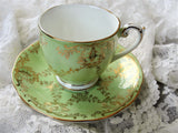 VINTAGE Queen Anne English Bone China DEMITASSE Cup and Saucer,Lavish Chintz Gold,Cappuccino,Espresso Coffee Cup and Saucer,Collectible