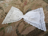ANTIQUE French Lace BOW Applique,Mixed Cotton Lace,Victorian,Edwardian Lace,for French Dolls,Hats,Girls Bridal Clothing,Collectible Lace