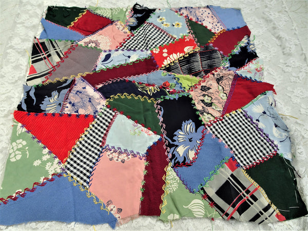 Vintage Crazy Quilt, Handmade Quilt, store FarmHouse Decor