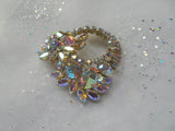 SPECTACULAR Large Art Glass Vintage Brooch, AB Rhinestones Pin,Mixture of Sparkling Cut Stones,Vintage Statement Brooch,Collectible Jewelry