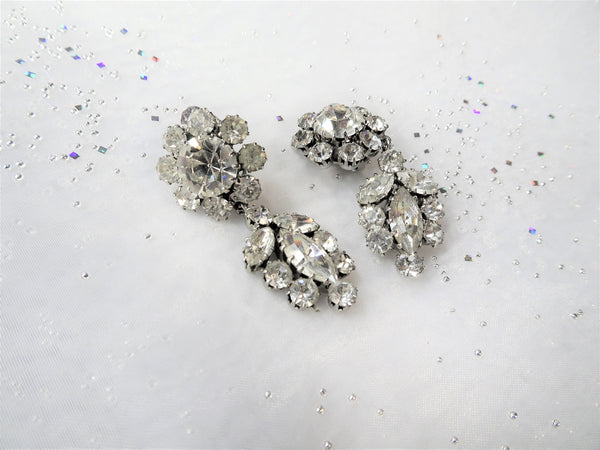 Vintage clear selling rhinestone clip on earrings