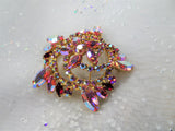 GORGEOUS Brooch,Large Glittering PINK AB Rhinestone Brooch,Prong Set,Brilliant Rhinestones,Dazzling Swarovski Crystal,Collectible Jewelry