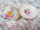 LOVELY Vintage Teacup and Saucer,EB Foley English Bone China,Hand Painted Art Deco Pink Cup and Saucer,Collectible Vintage Teacups