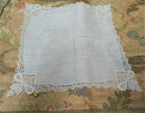 Antique 1920s Heirloom Lace Edged FRENCH Handkerchief Hanky Perfect Bridal Wedding Hankie Special Wedding,Collectible Hankies