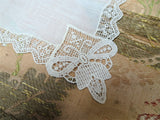 Antique 1920s Heirloom Lace Edged FRENCH Handkerchief Hanky Perfect Bridal Wedding Hankie Special Wedding,Collectible Hankies