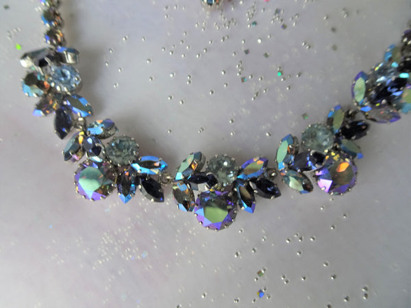 vintage jewelryえす LOVELY Mid Century Necklace,Sparkling Faceted Crystal Glass