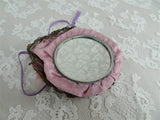 LOVELY Flapper Era Powder Puff Purse Bag, Beautiful Art Deco 20s Mirror Bag, Gold Metal Lace French Ribbon Roses, Collectible Vanity Item