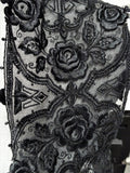 LOVELY Antique Black French Lace, Wide and Long Lace, 1890s Lace, Intricate Embroidery on Netted Lace,Black Roses, Collectible Vintage Lace
