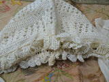 ANTIQUE Lace Baby Bonnet,Hand Crochet Lace,Interesting Lace Pattern,Long Silk Ties,Perfect For Baby,French Bebe Dolls,Teddy Bear,Baby Shower