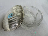 GORGEOUS Antique Dresser Jar,Sterling Silver,Enamel Top,Cut Glass,Vanity Dresser Cosmetic Jar,Beyond FABULOUS Decorative Boudoir Collectible