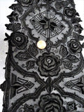 LOVELY Antique Black French Lace, Wide and Long Lace, 1890s Lace, Intricate Embroidery on Netted Lace,Black Roses, Collectible Vintage Lace