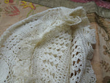 ANTIQUE Lace Baby Bonnet,Hand Crochet Lace,Interesting Lace Pattern,Long Silk Ties,Perfect For Baby,French Bebe Dolls,Teddy Bear,Baby Shower