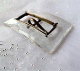 LOVELY Art Deco GLASS Dress Buckle,Curved Cut Glass Buckle,French Dress Buckle,Unique Buckles, 1920s-30s Buckles, Collectible Dress Buckles